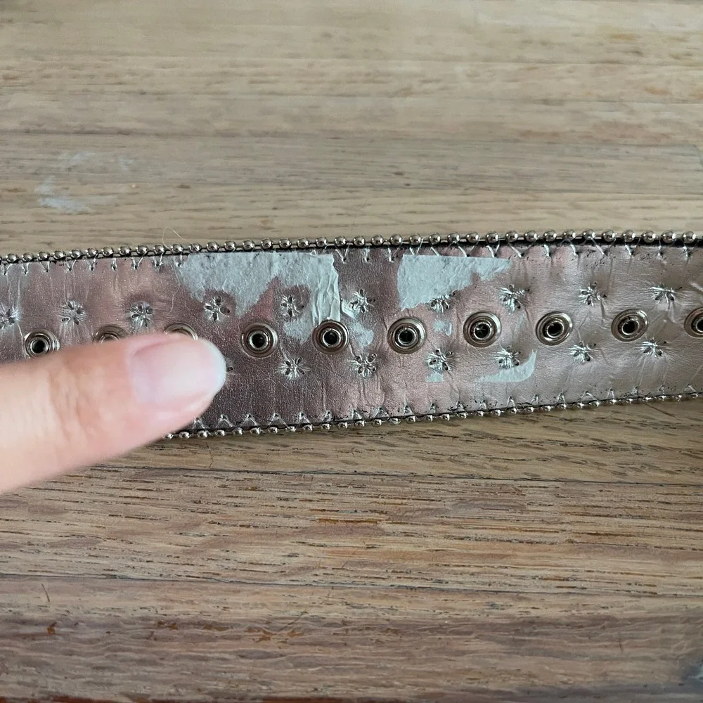 Guess Womens Patchwork Snakeskin Studded Rhinestone Belt Multi Color McBling M